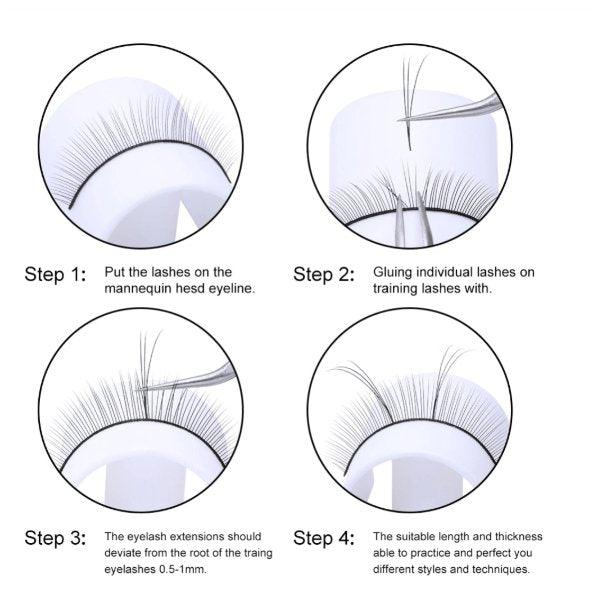 Practice Eyelash Strips, designed for training and perfecting lash extension techniques, featuring pre-made strips for easy application and practice of various lash styles.